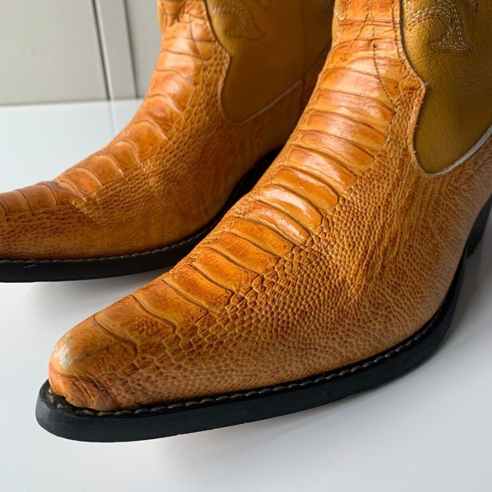 Guerrero Botitas Cowboy Boots Exotic Yellow Sz 5 Western Embroidered‎ Mexico